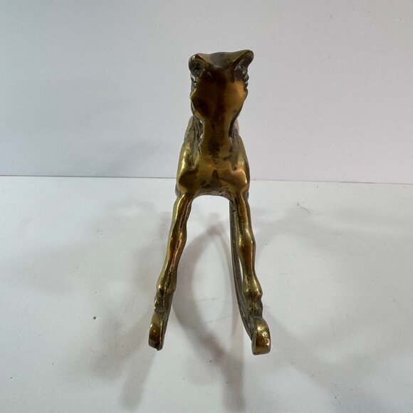 vtg Brass Rocking Horse Figurine w/ dull finish 5.25" tall - Picture 4 of 8